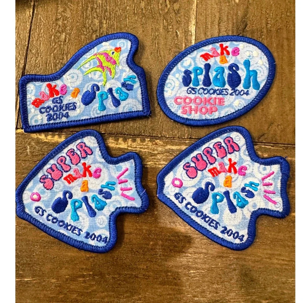 Girl Scouts 2004 Make a Splash Cookie Program Patch Lot of 4 GSUSA